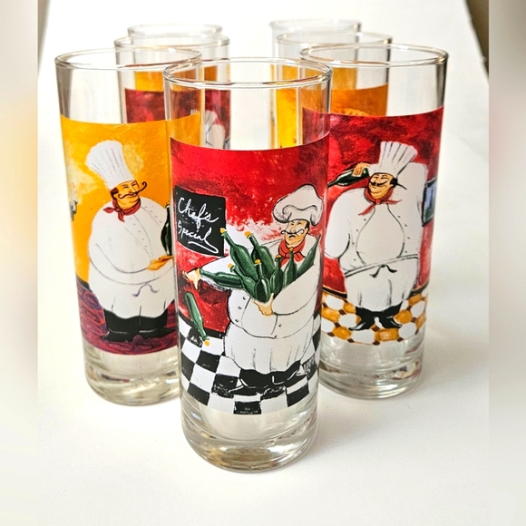 Lot of 7 Ocean Thailand vntg Chef's Special Tall Glasses rare EUC - Picture 1 of 4